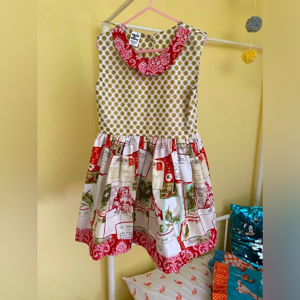 Girls size 8 Christmas postcard dress Chris N Missy